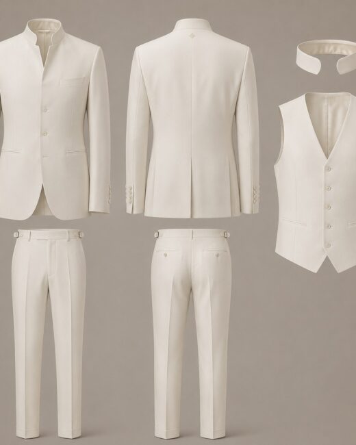 Costume Cérémonie Blanc Trois-Pièces