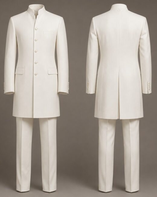 Costume Nehru Long Blanc Impérial