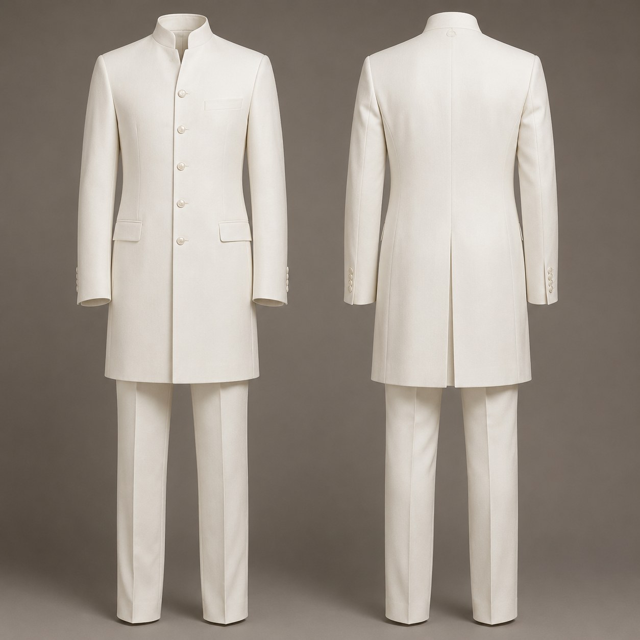Costume Nehru Long Blanc Impérial