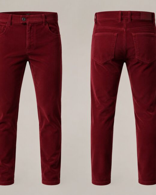 Pantalon Velours Cinq Poches Bordeaux Profond